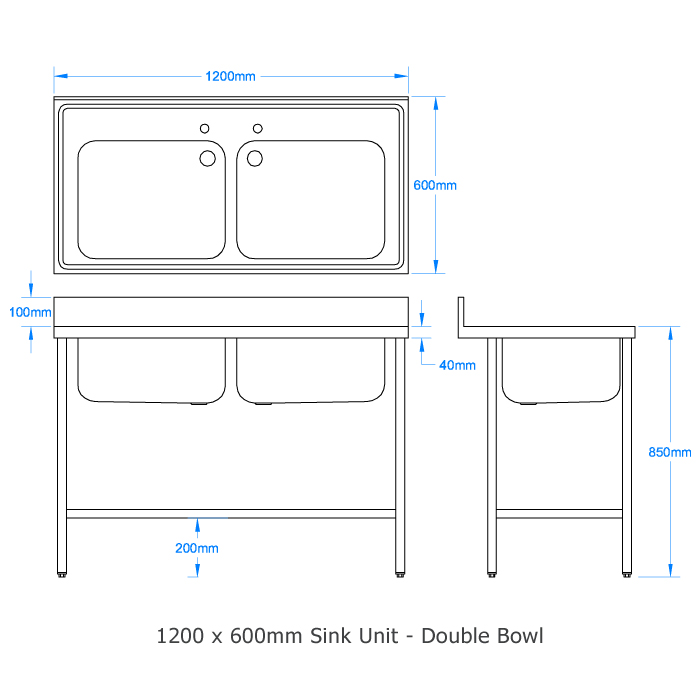 1200 X 600mm Sink Double Bowl Buy Online Ireland CommercialSinks ie