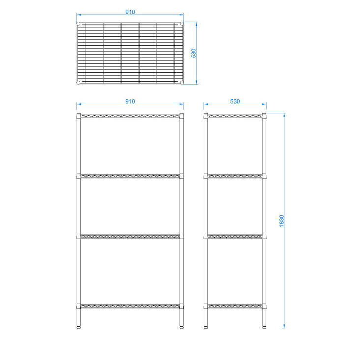 910 Inch Rack 910mm Stainless Steel Wire Racking | Buy Online | Ireland ...