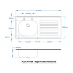 Inset Sink Top 1028 x 500mm
