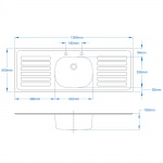 Double Drain Inset Sink Top 1364 x 500mm