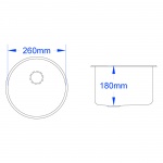 Cylindrical Undermount/Weld In Stainless Steel Hand Basin (⌀260mm)